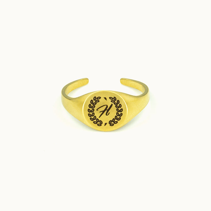 Adjustable H Signet Ring