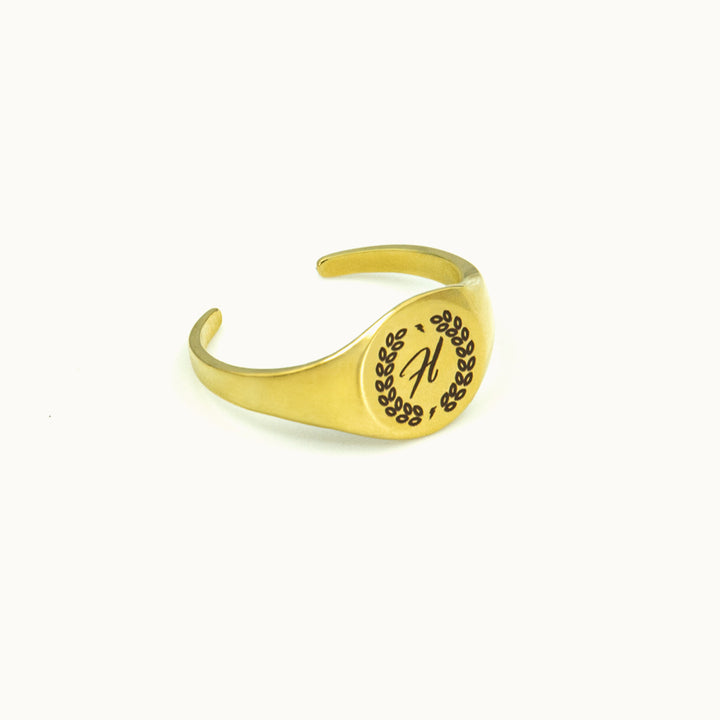 Adjustable H Signet Ring